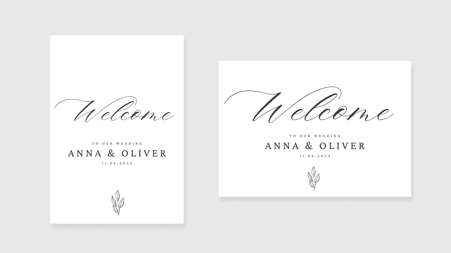 Wedding Welcome Sign: Chic Monochrome