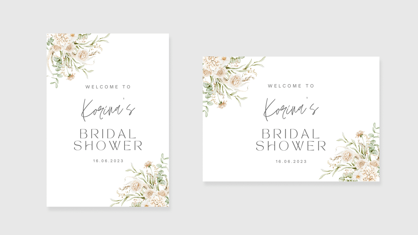 Wedding Welcome Sign: Floral Bridal Shower