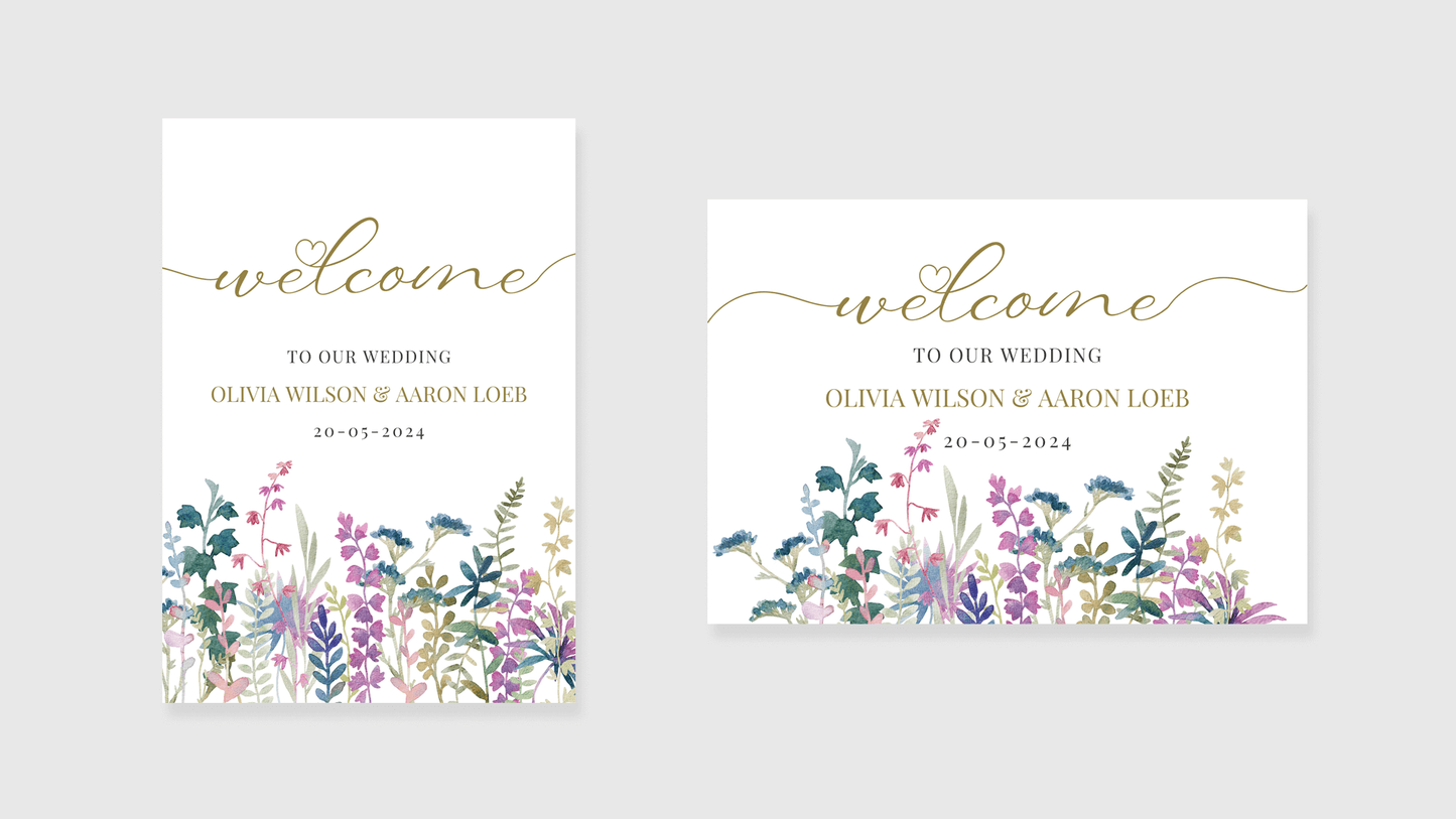 Wedding Meadow Floral Welcome Sign