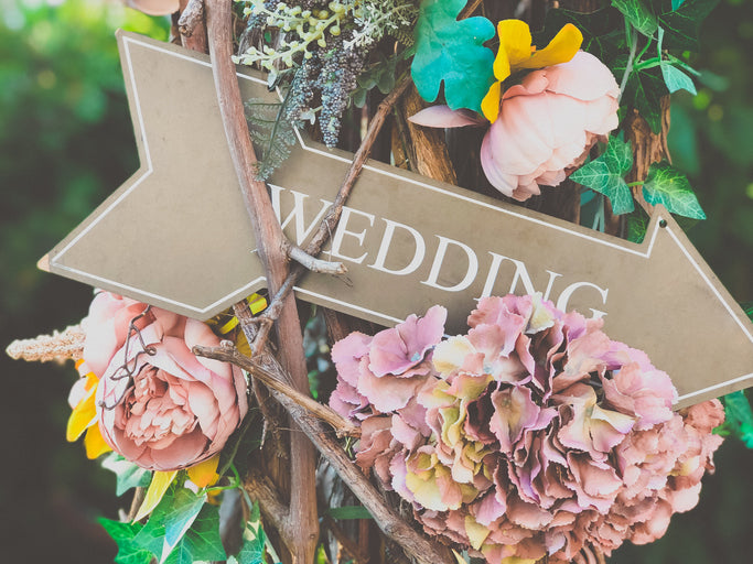Wedding Directional Sign: Rustic Wooden Effect