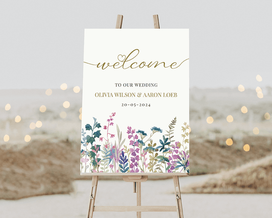 Wedding Meadow Floral Welcome Sign