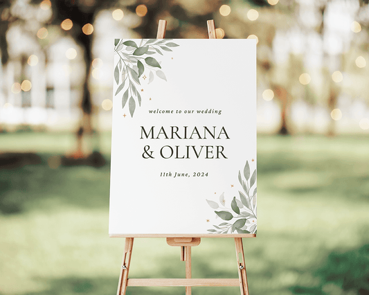 Wedding Welcome Sign: Greenery Foliage