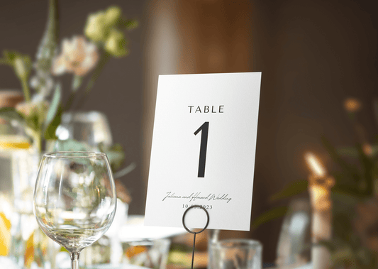Wedding Table Numbers: Clean and Classic
